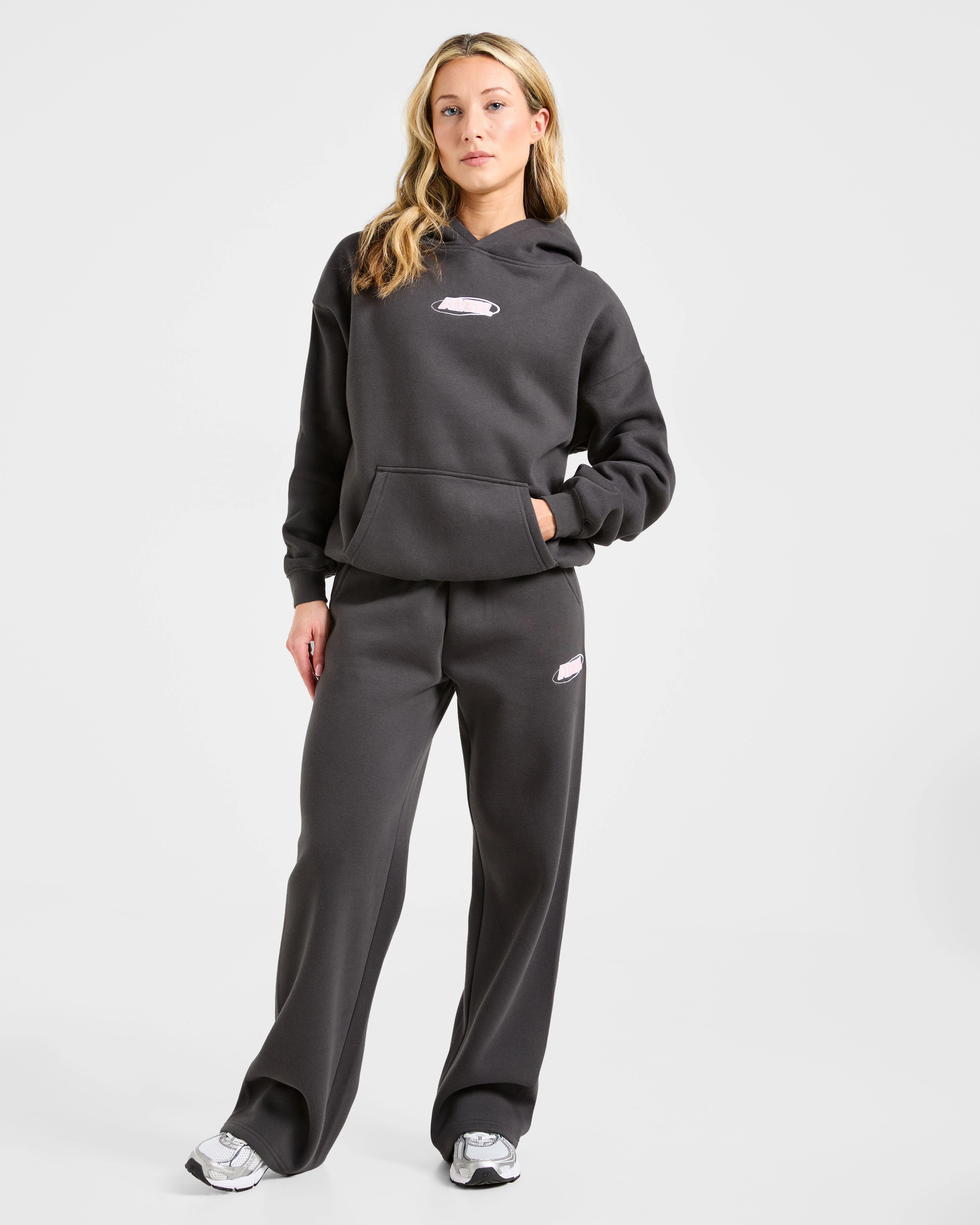 Sports Essentials Oversized Hoodie - Charcoal/Pink - Image 3