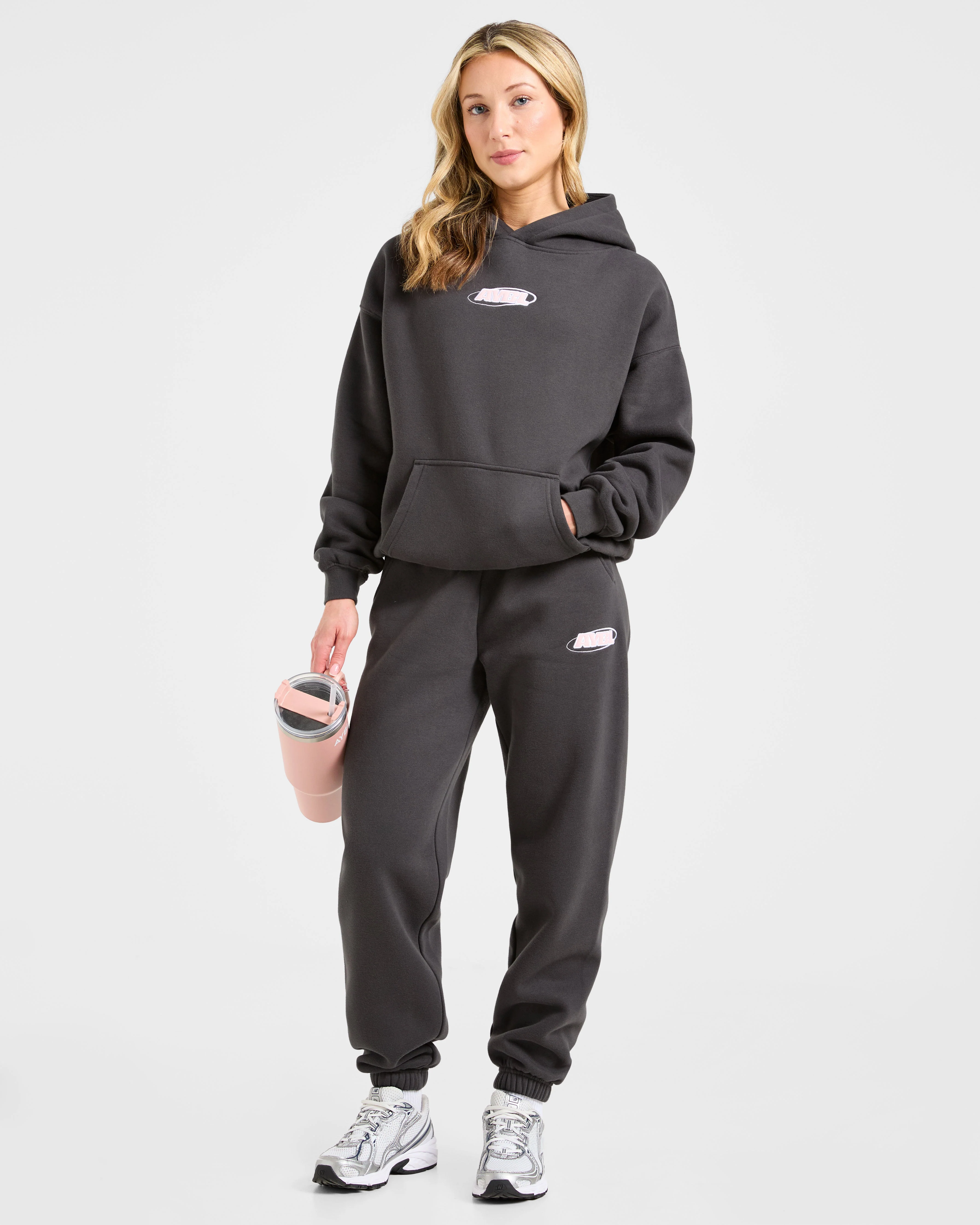 Sports Essentials Oversized Joggers - Charcoal/Pink - Image 7