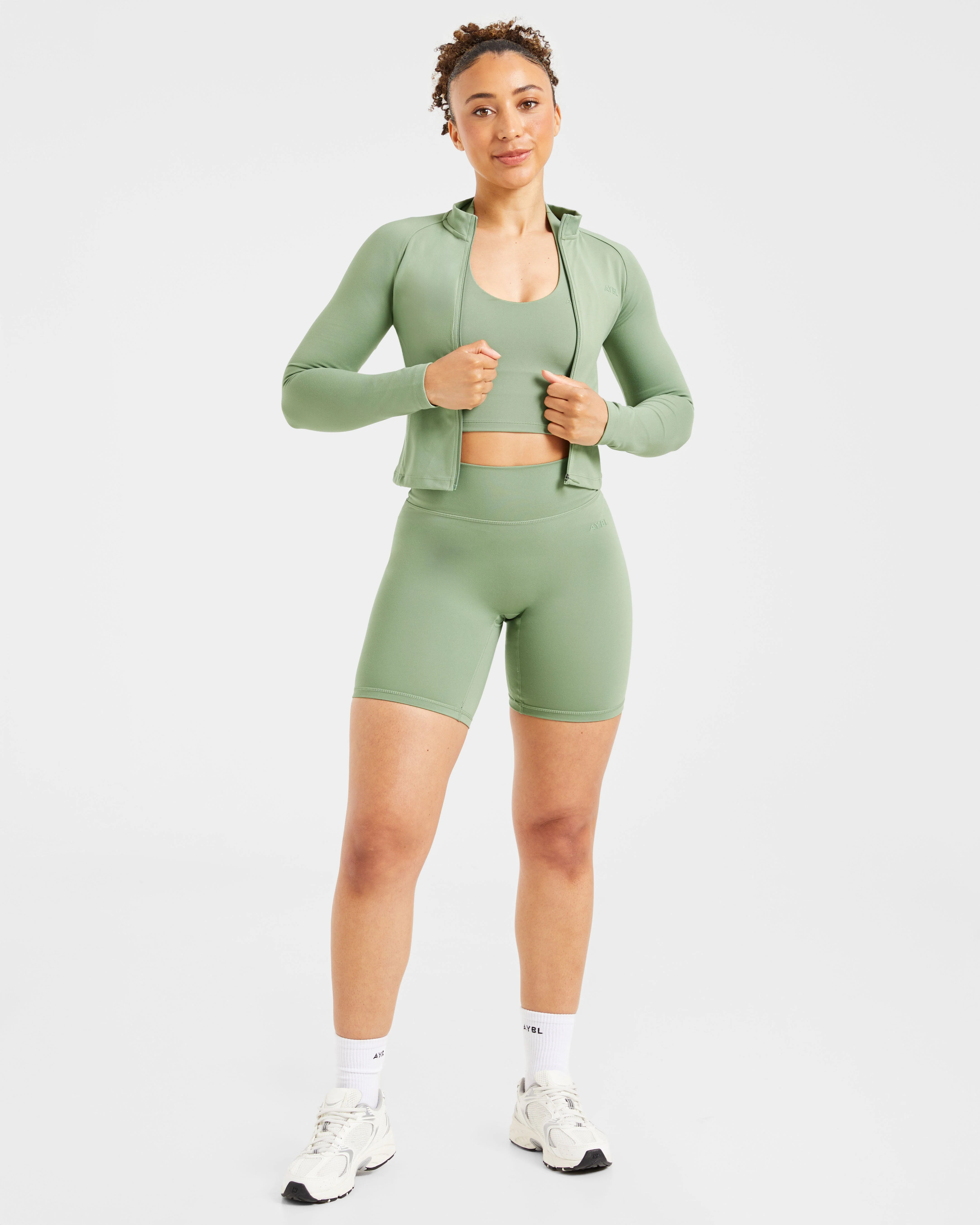 Staple Halterneck Crop Top - Olive Green - Image 8