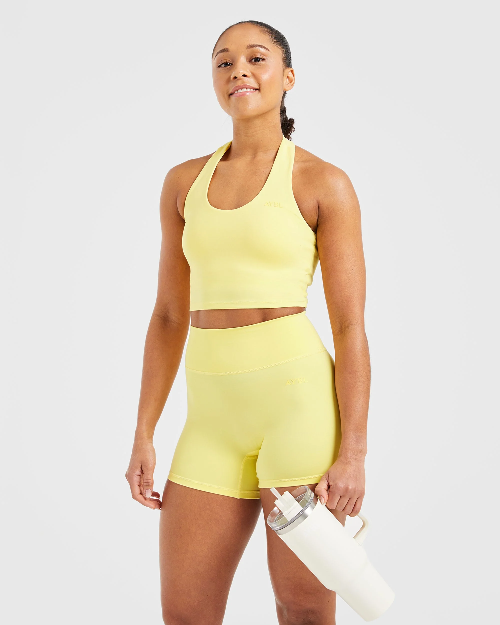 Staple Halterneck Crop Top - Pastel Lemon - Image 7