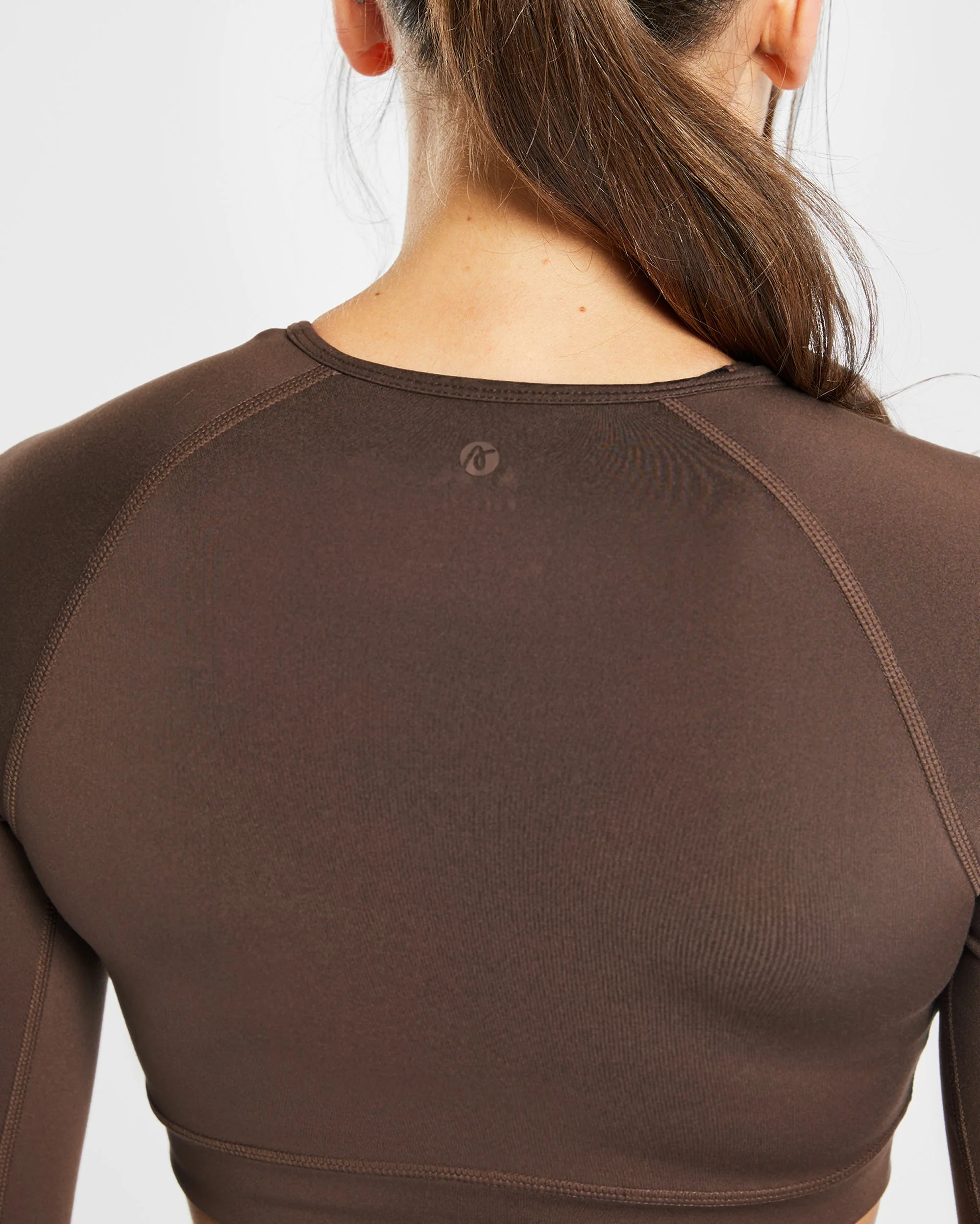 Staple Long Sleeve Crop Top - Brown - Image 6