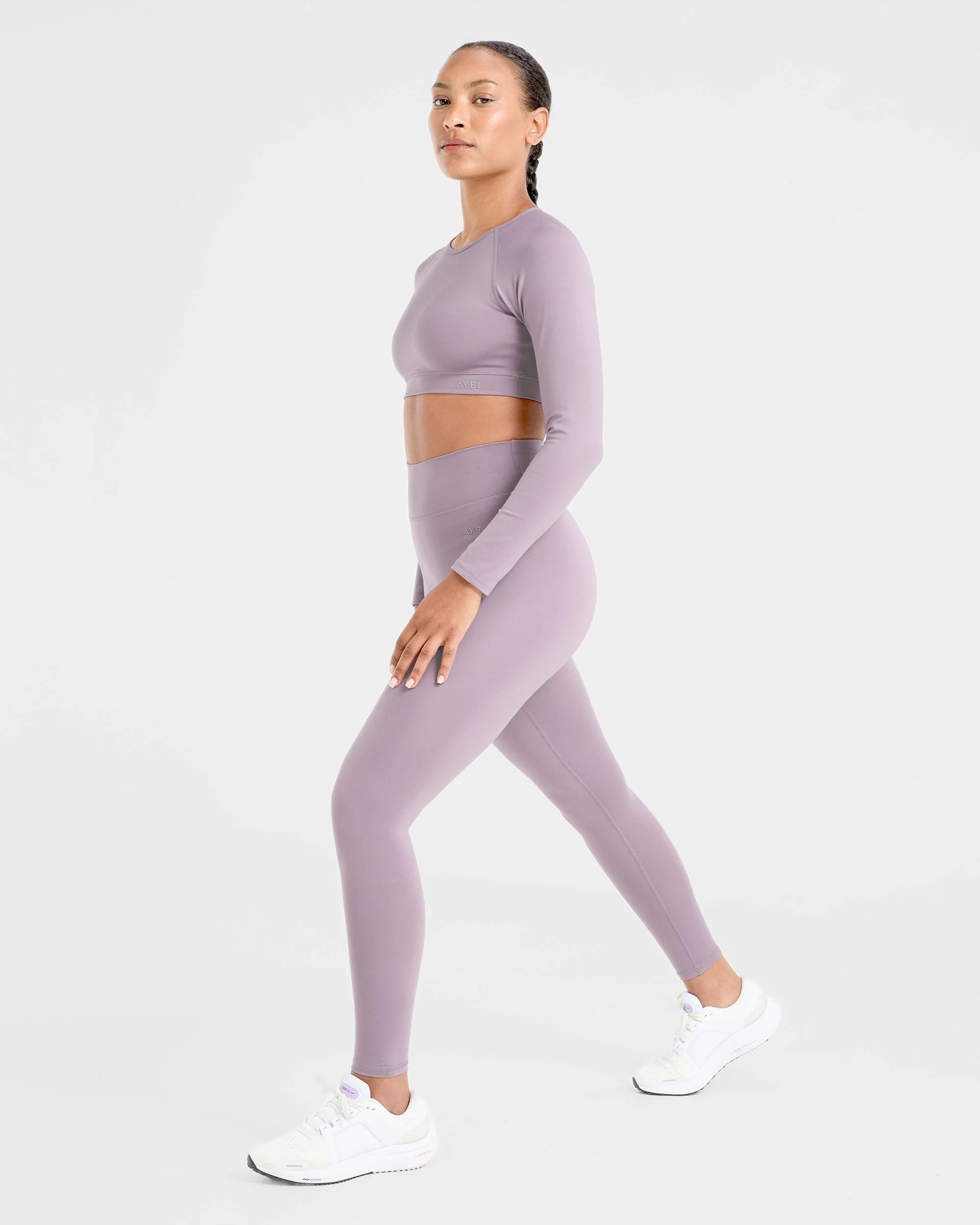 Staple Long Sleeve Crop Top - Mauve Purple - Image 7