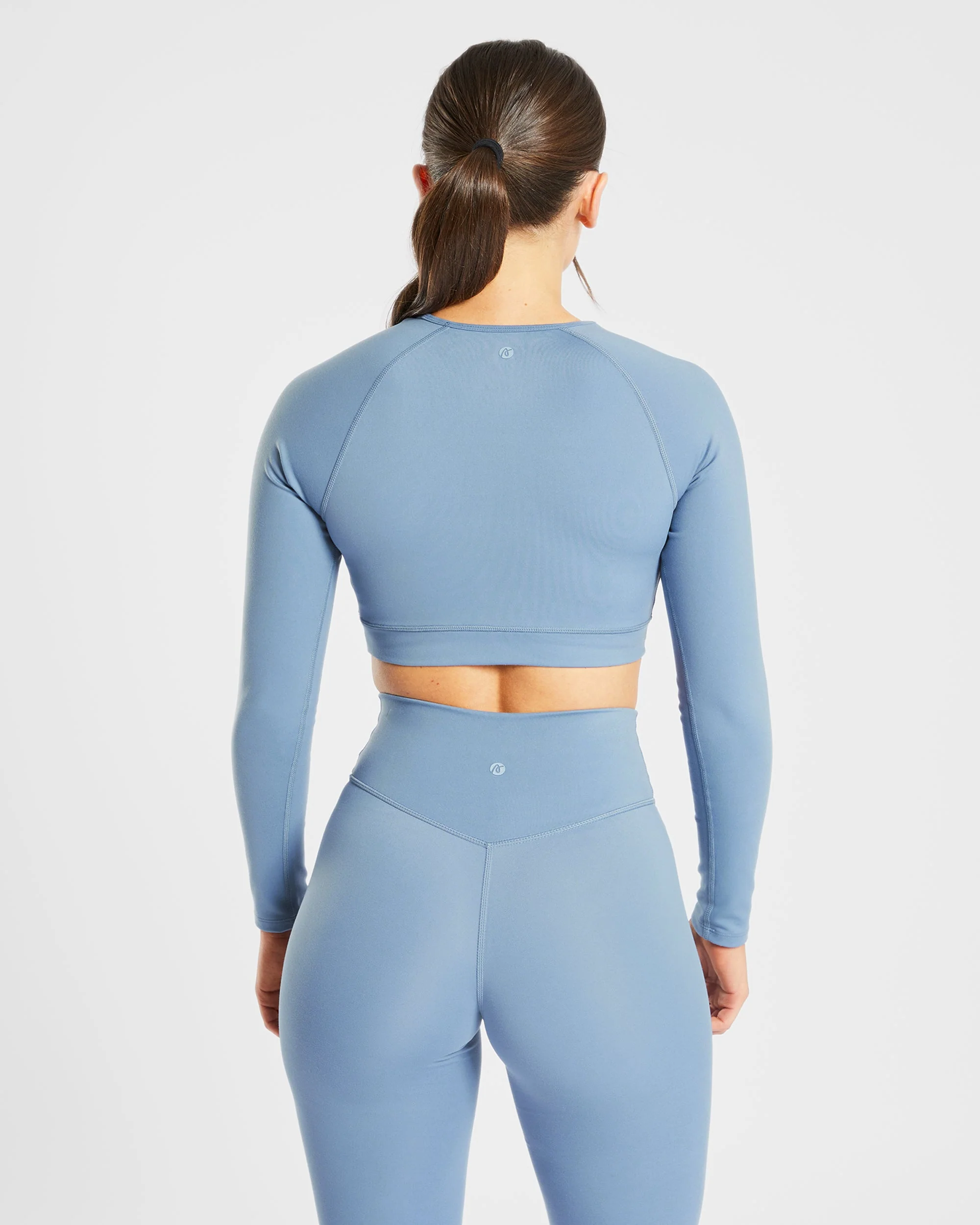 Staple Long Sleeve Crop Top - Slate Blue - Image 2