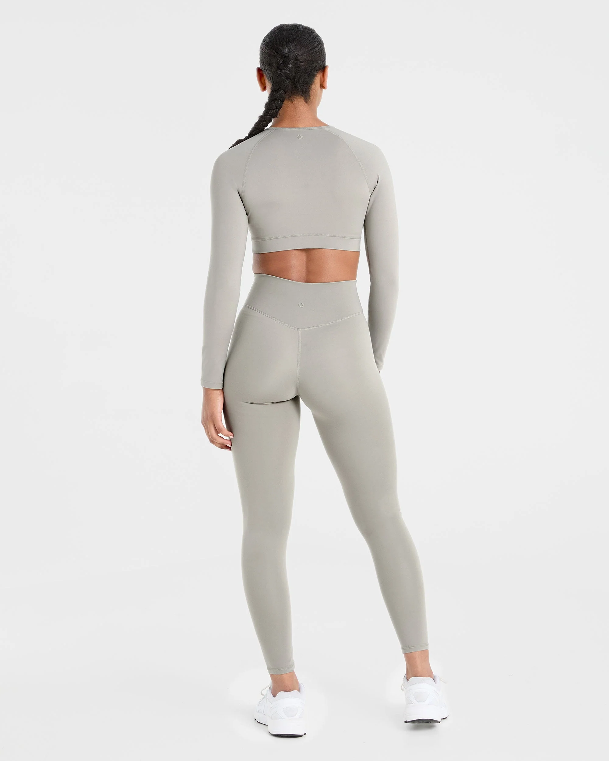 Staple Long Sleeve Crop Top - Washed Olive - Image 4