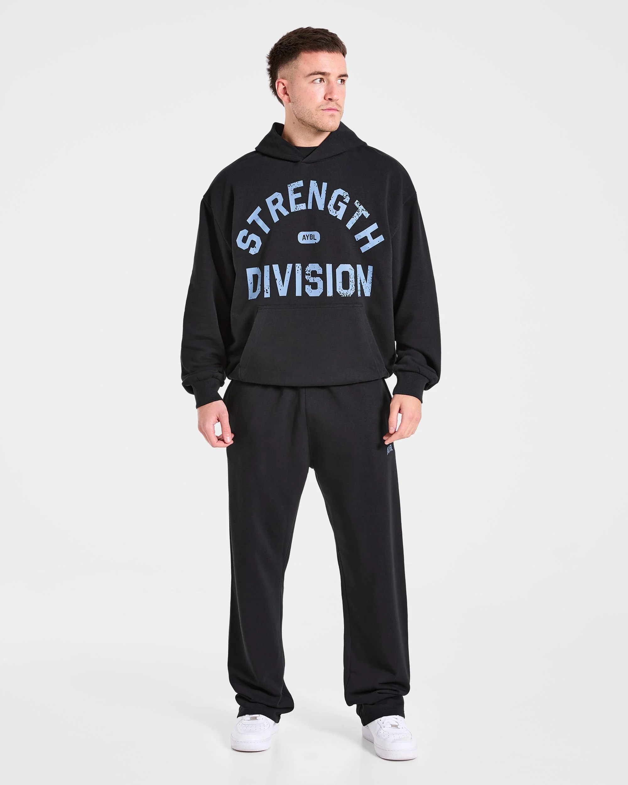 Strength Division Oversized Hoodie - Black/Blue - Image 3