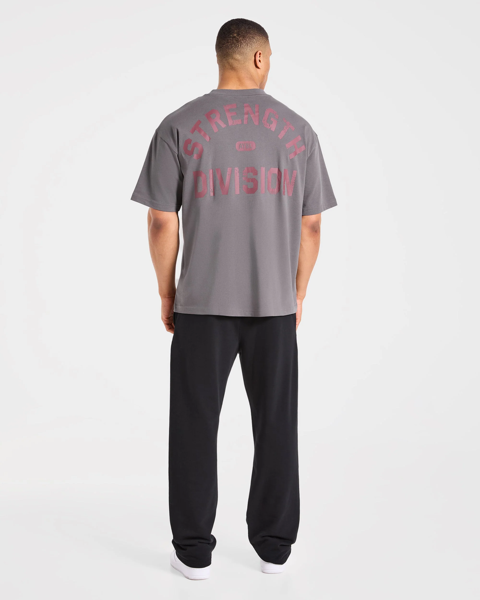 Strength Division Oversized T Shirt - Charcoal/Red - Image 4