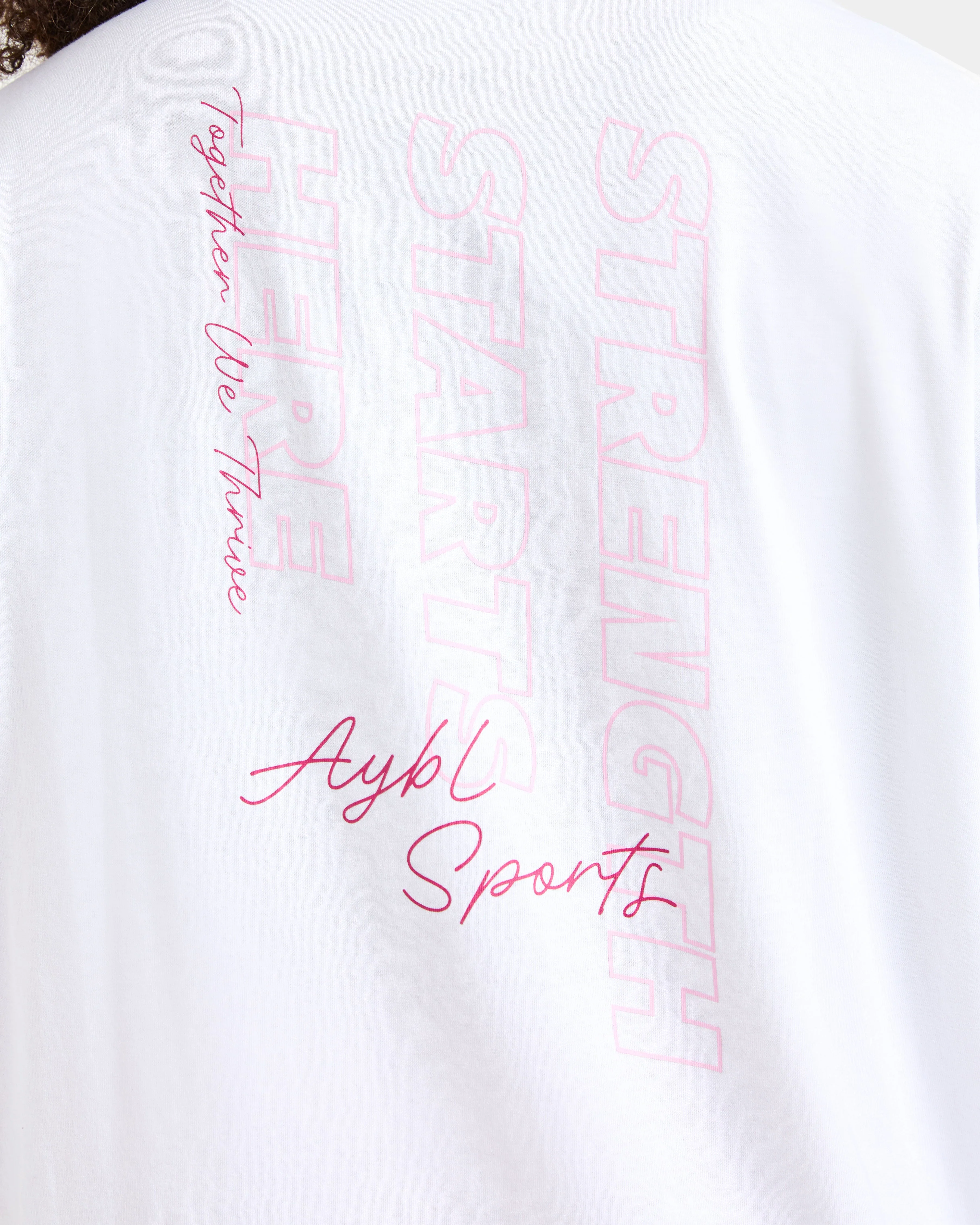 Strength Starts Here Oversized T Shirt - White/Pink - Image 6