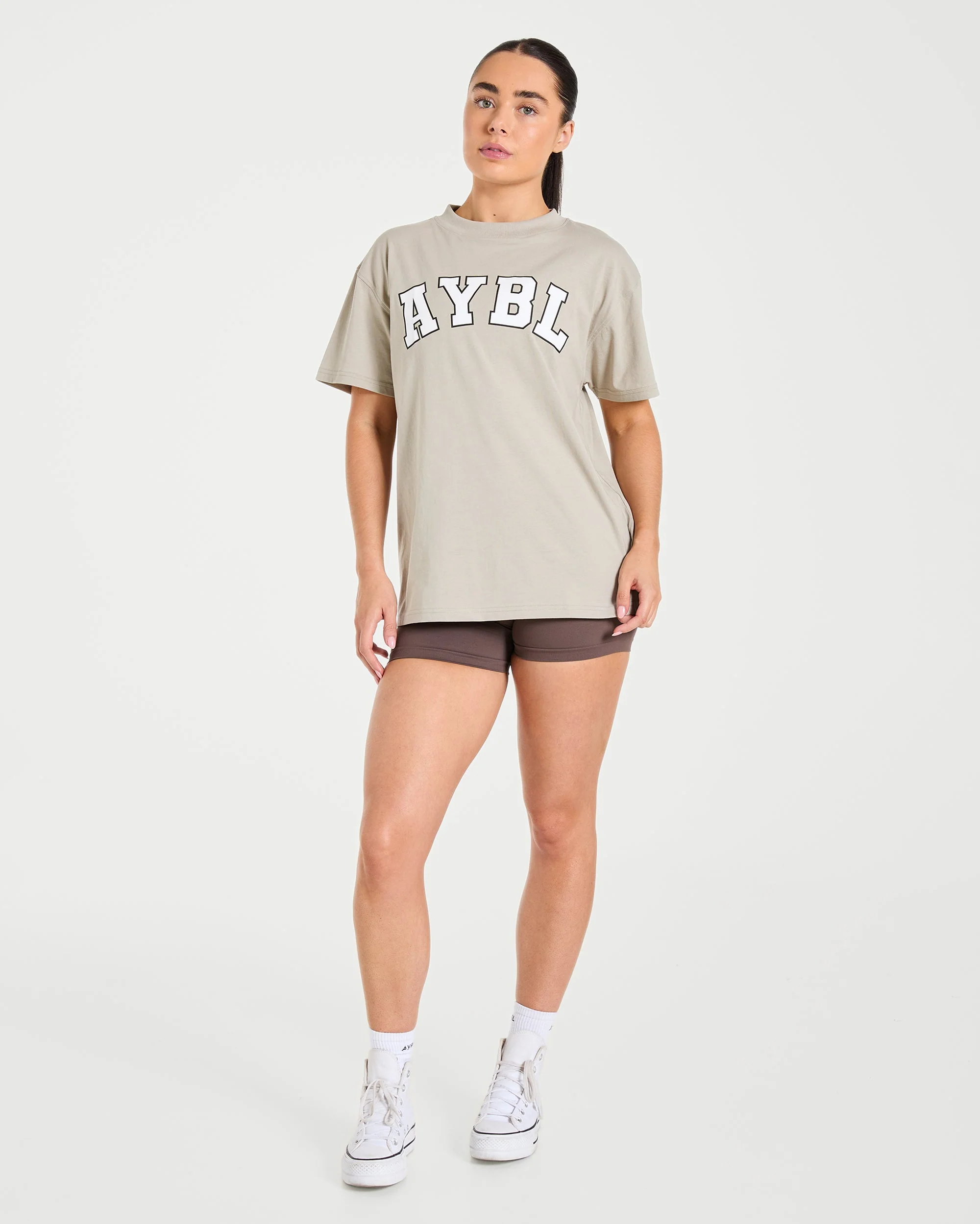 Varsity 2.0 Oversized T Shirt - Taupe - Image 6