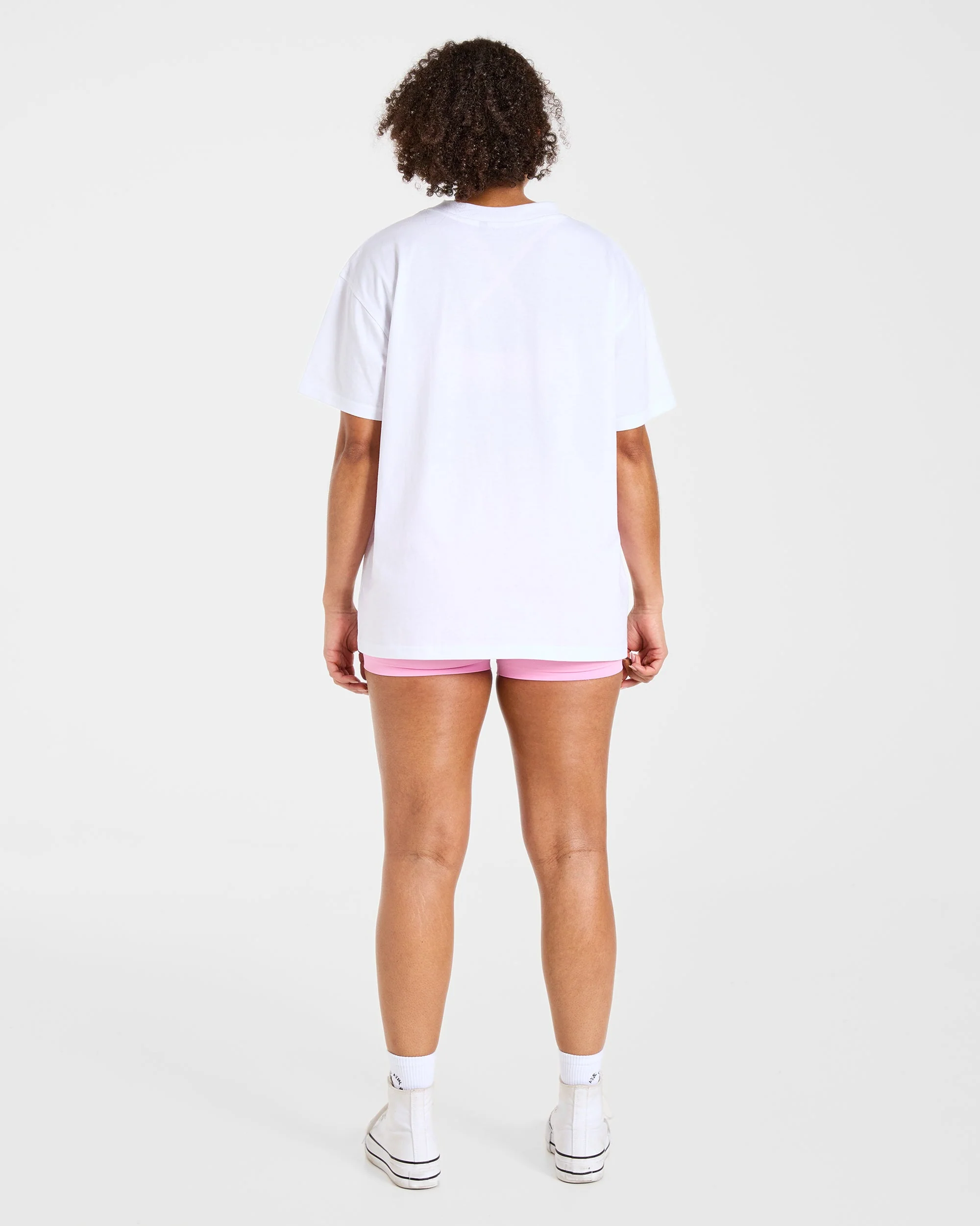 Varsity 2.0 Oversized T Shirt - White/Pink - Image 4